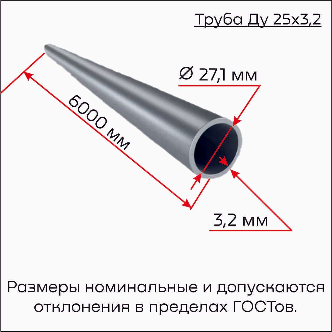 Труба ВГП ду25х3,2 6,0 м