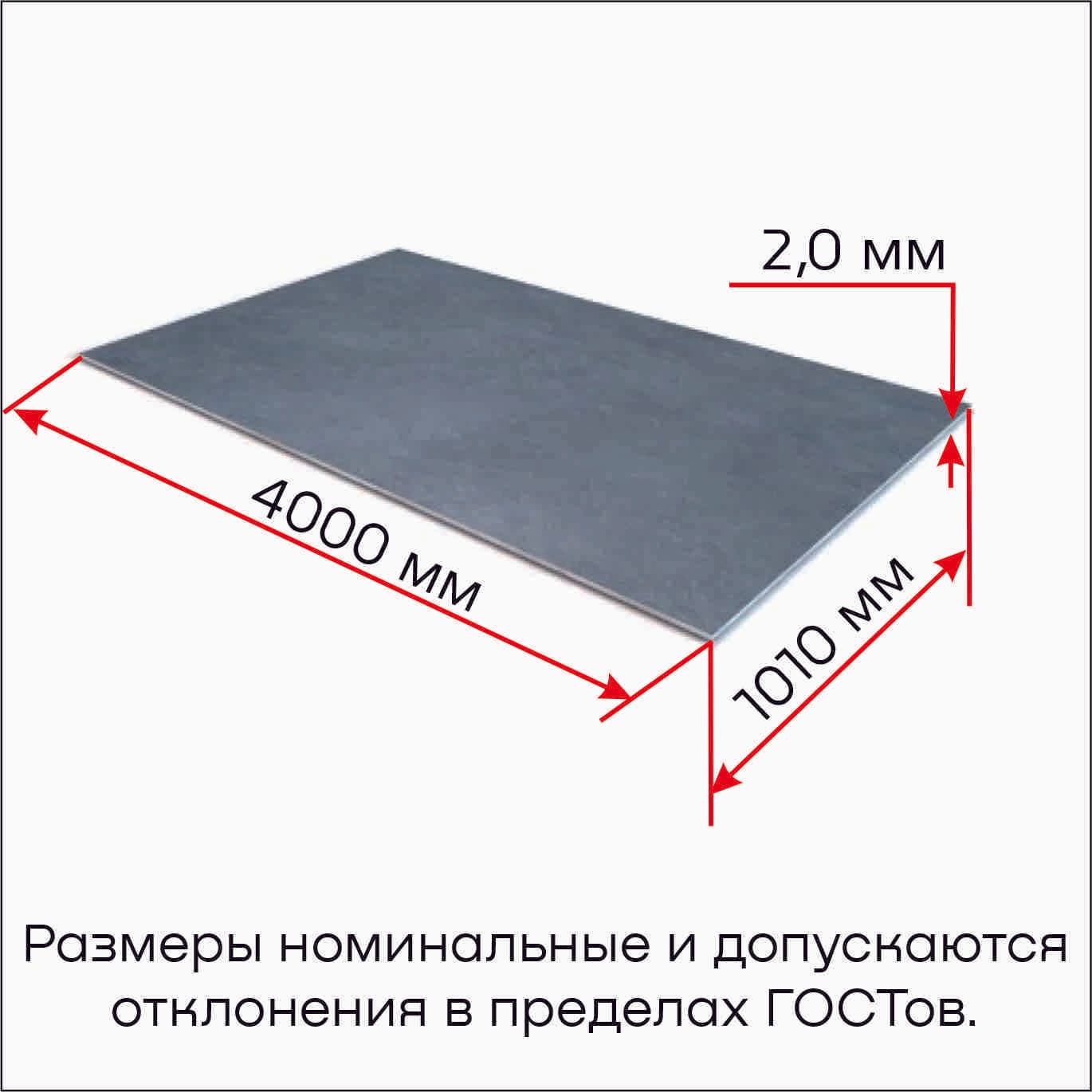 Лист стальной г/к  2х1000х4000, Ст3