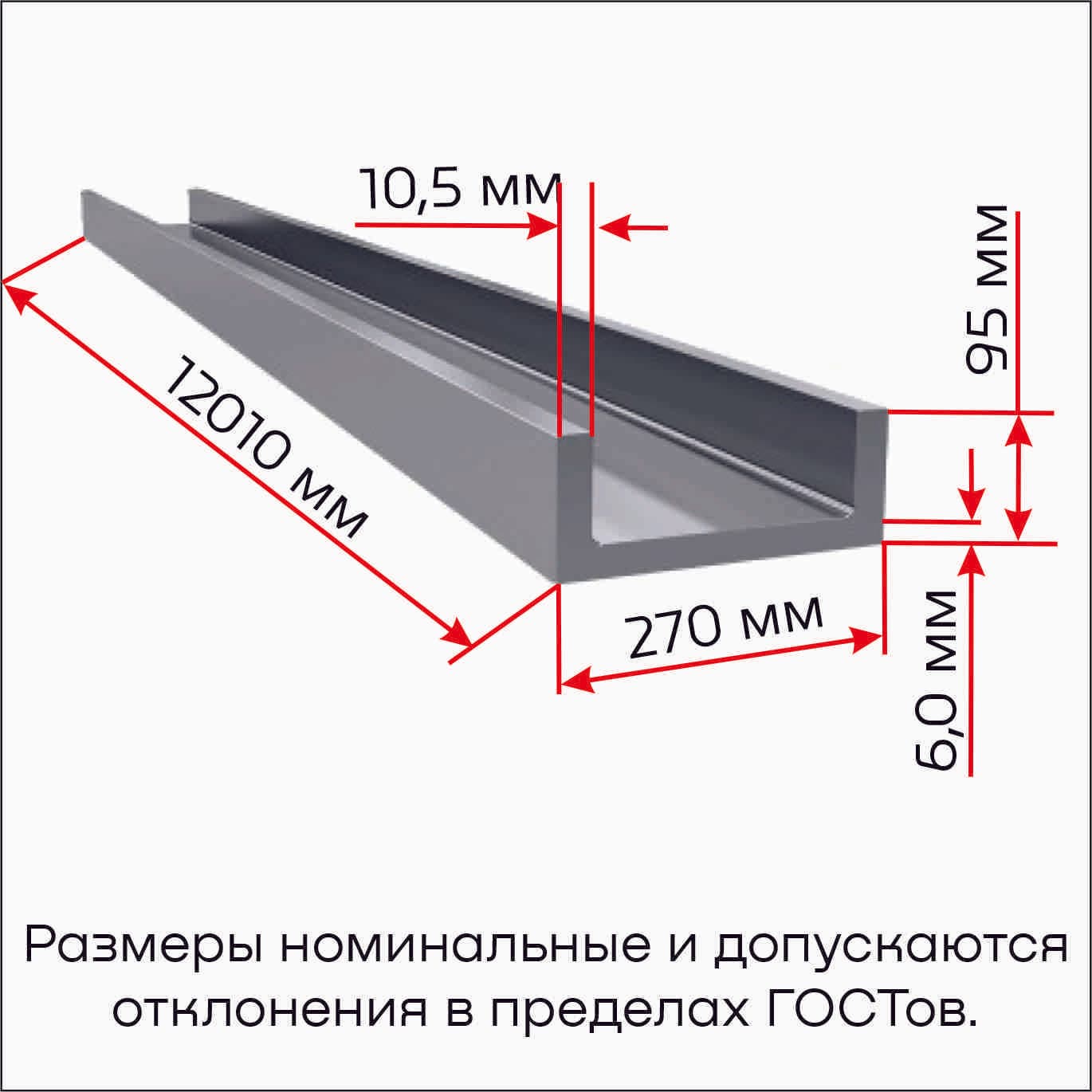 Швеллер стальной №27П 12,01м, Ст3